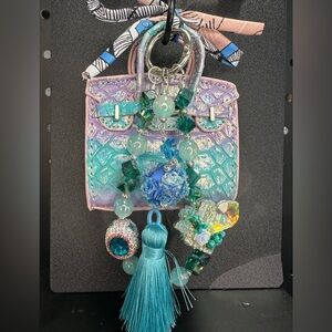 One-of-a-Kind Snake Belly Leather Mini Bag Charm | Handmade Fancy Purse Chain